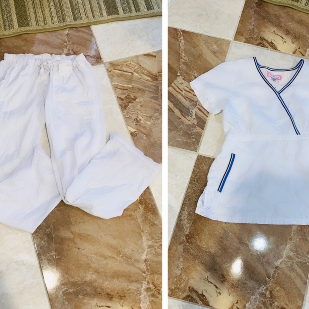 KOI White Scrub Top + Pant Set